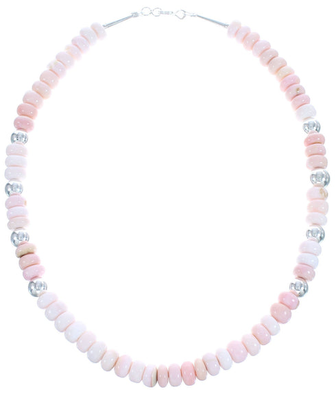 Southwestern Sterling Silver And Pink Opal Bead Necklace BX120736
